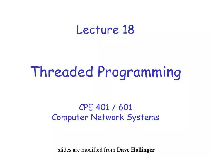 lecture 18 threaded programming