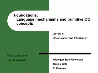 Foundations: Language mechanisms and primitive OO concepts