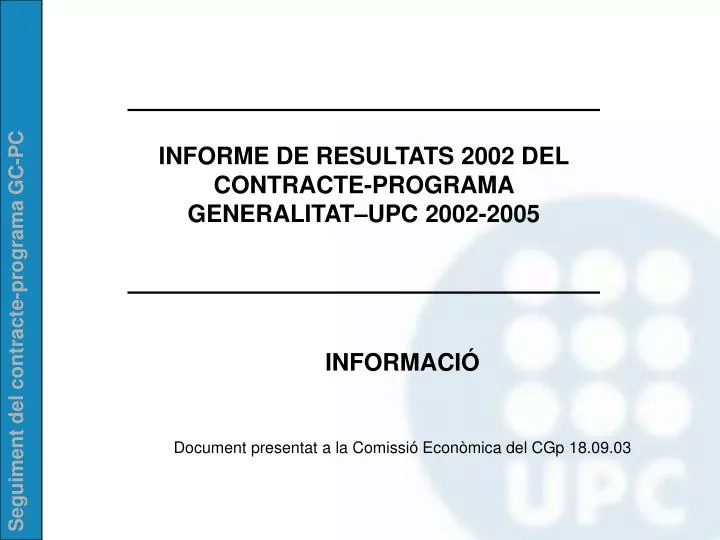 informaci document presentat a la comissi econ mica del cgp 18 09 03