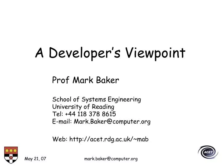 a developer s viewpoint