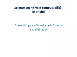 scienze cognitive e computabilit le origini