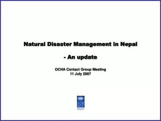 Natural Disaster Management in Nepal - An update