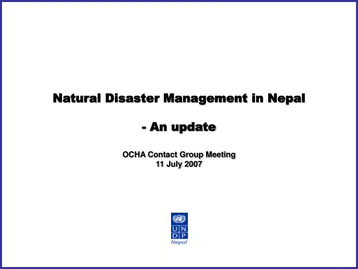natural disaster management in nepal an update