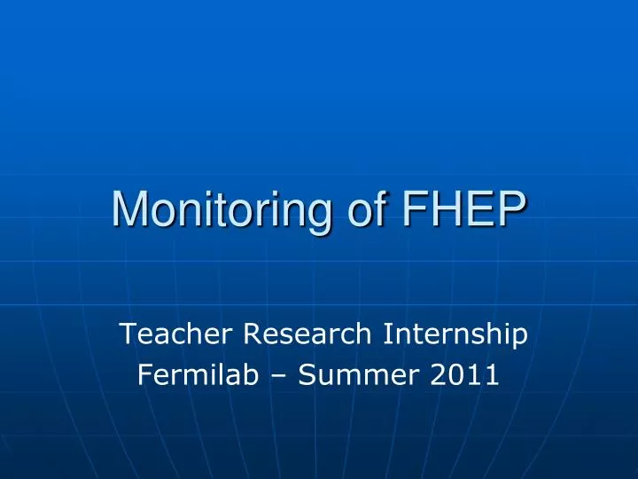 monitoring of fhep