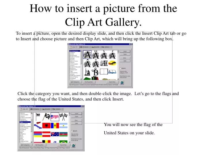 how to insert a picture from the clip art gallery