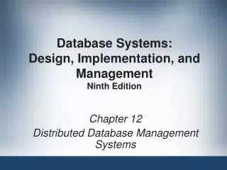 database systems design implementation and management ninth edition