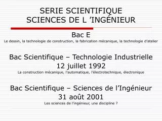 serie scientifique sciences de l ing nieur