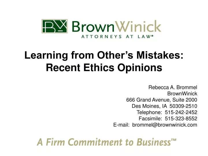 learning from other s mistakes recent ethics opinions