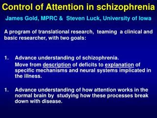 Control of Attention in schizophrenia