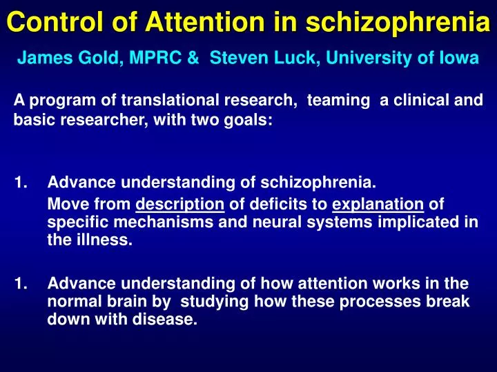 control of attention in schizophrenia
