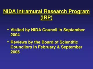 NIDA Intramural Research Program (IRP)
