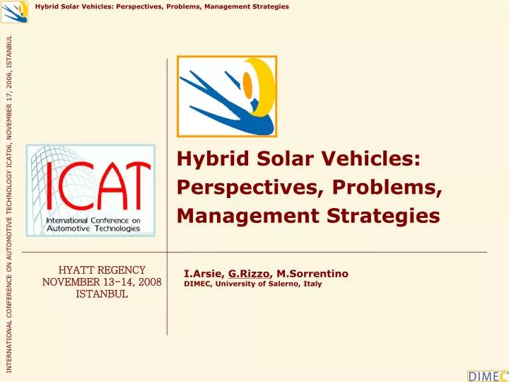 hybrid solar vehicles perspectives problems management strategies