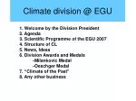 Overview of the EGU Climate Division: Agenda, Awards, and Scientific Contributions - slide 1