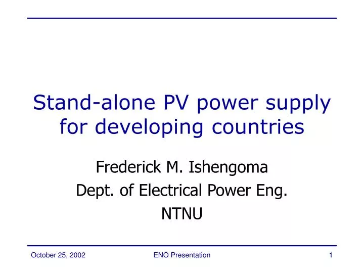 stand alone pv power supply for developing countries