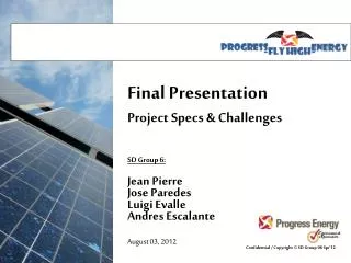 Final Presentation Project Specs &amp; Challenges