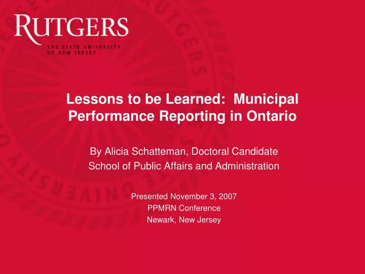 lessons to be learned municipal performance reporting in ontario