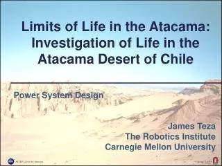 Limits of Life in the Atacama: Investigation of Life in the Atacama Desert of Chile