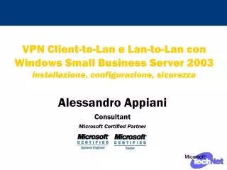 Alessandro Appiani Consultant Microsoft Certified Partner