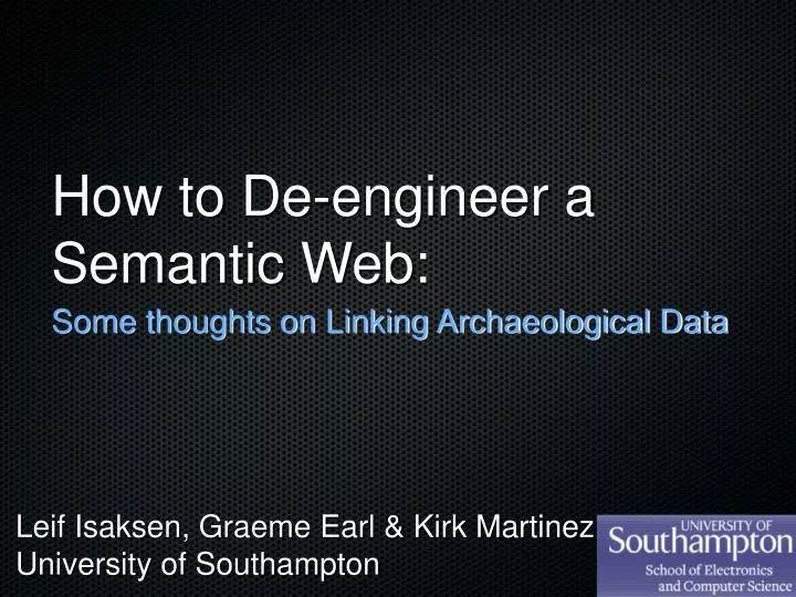 how to de engineer a semantic web