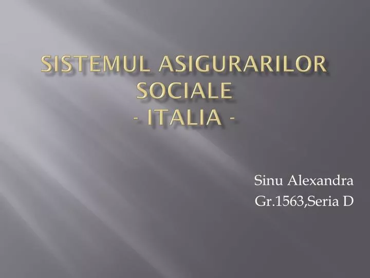 sistemul asigurarilor sociale italia