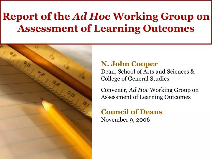 report of the ad hoc working group on assessment of learning outcomes