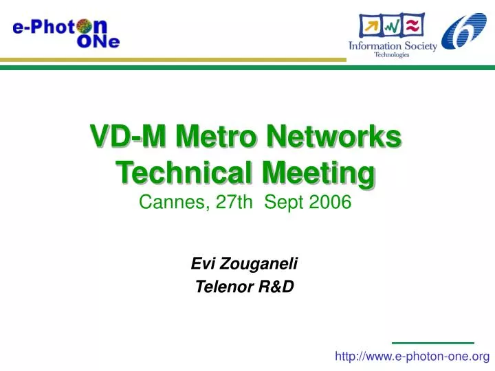 vd m metro networks technical meeting cannes 27th sept 2006