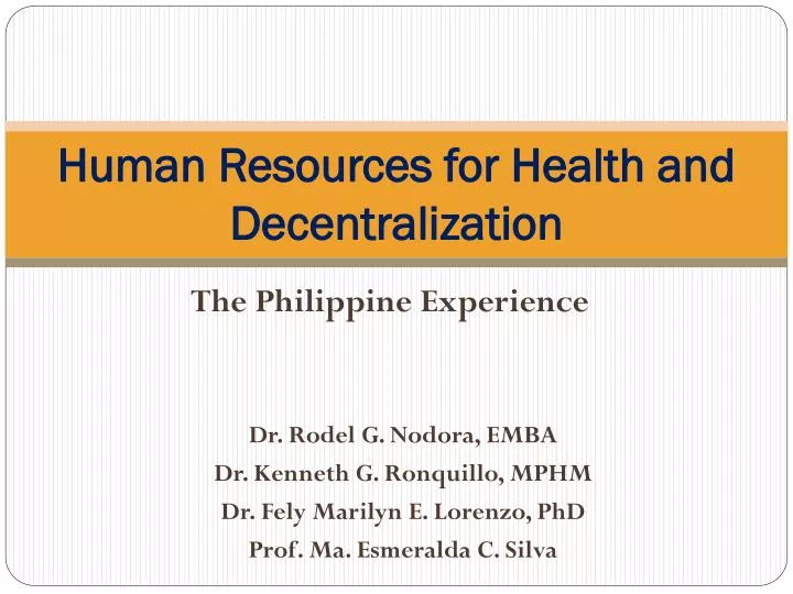 human resources for health and decentralization