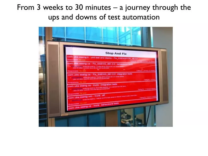 from 3 weeks to 30 minutes a journey through the ups and downs of test automation