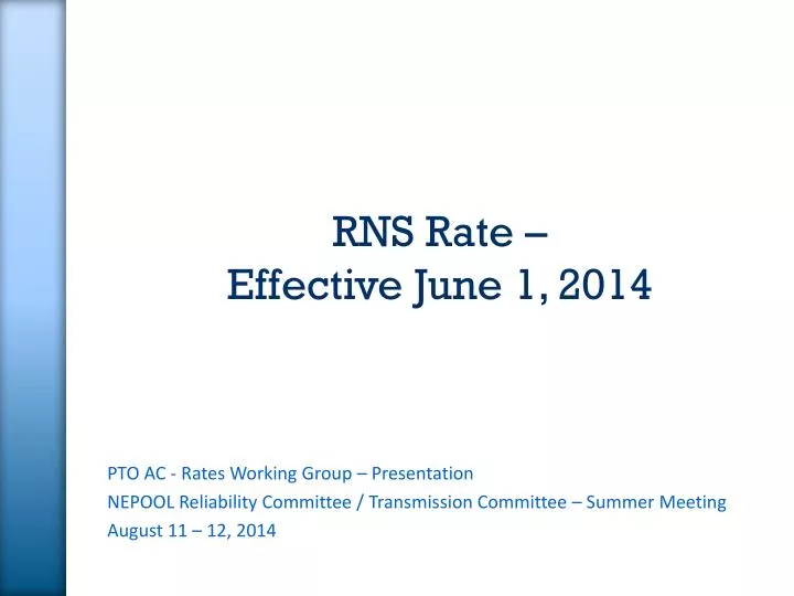 rns rate effective june 1 2014