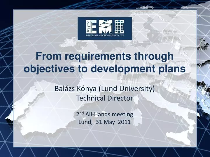 from requirements through objectives to development plans