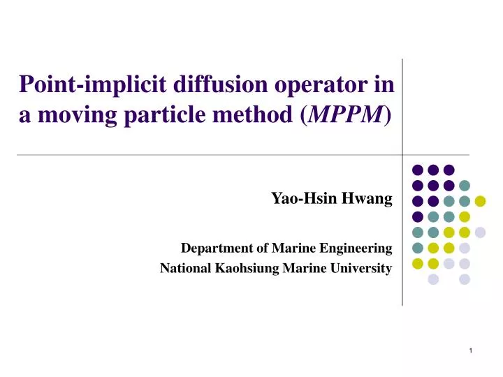 point implicit diffusion operator in a moving particle method mppm