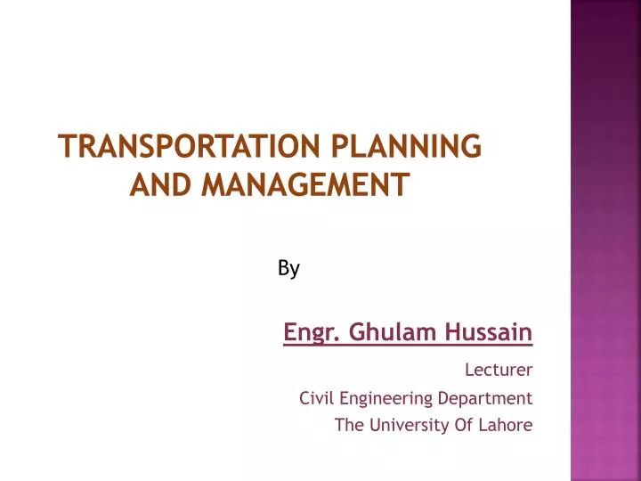 transportation planning and management