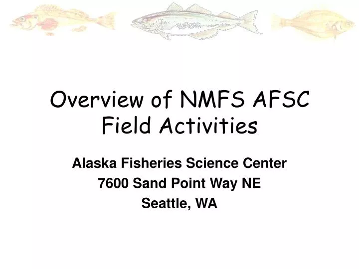 overview of nmfs afsc field activities