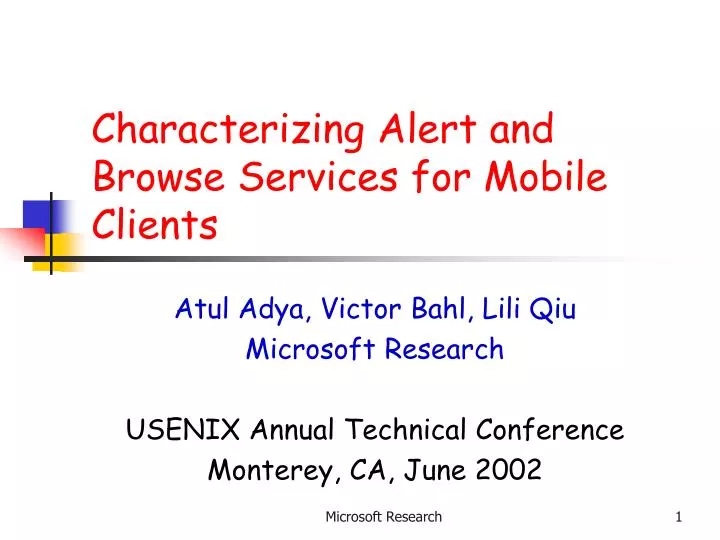 characterizing alert and browse services for mobile clients