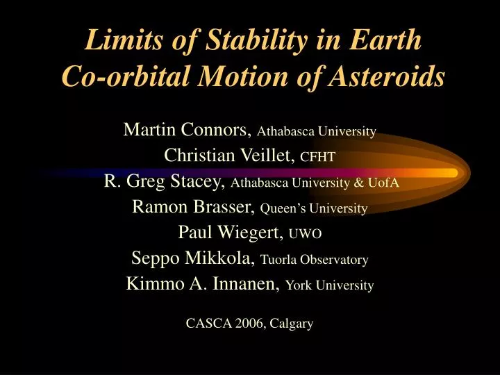 limits of stability in earth co orbital motion of asteroids