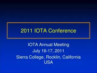 2011 IOTA Conference
