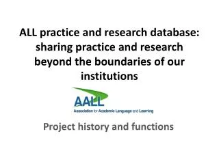 Project history and functions