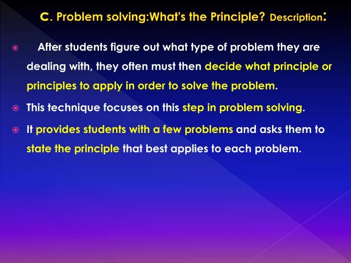 c problem solving what s the principle description