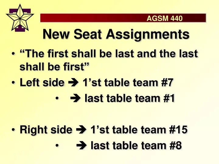 new seat assignments