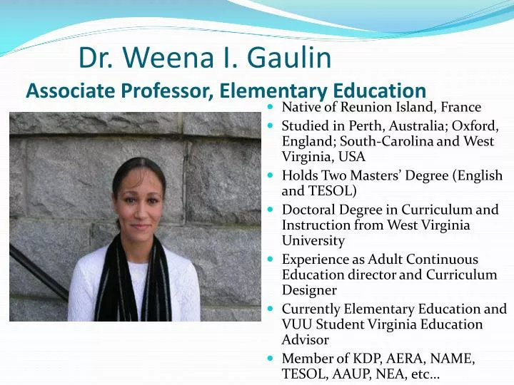 dr weena i gaulin associate professor elementary education