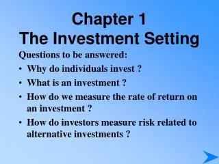 Chapter 1 The Investment Setting