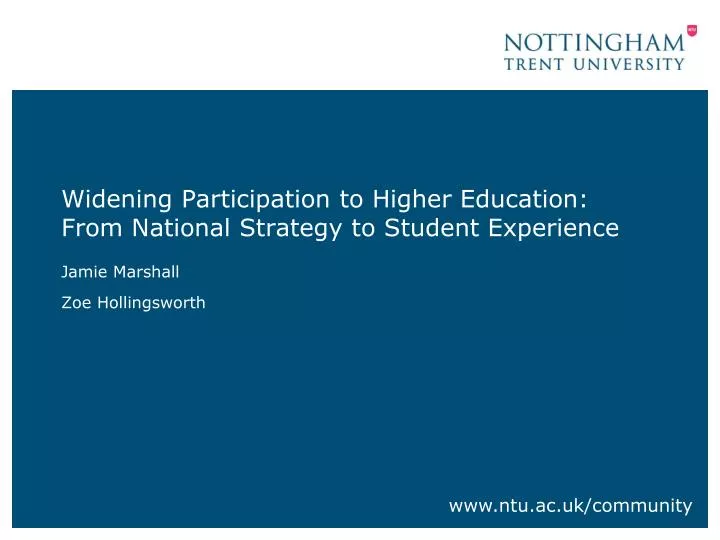 widening participation to higher education from national strategy to student experience