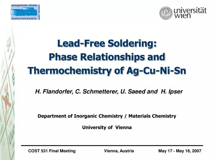 lead free soldering phase relationships and thermochemistry of ag cu ni sn