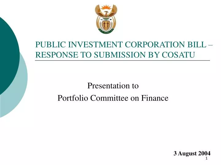 public investment corporation bill response to submission by cosatu