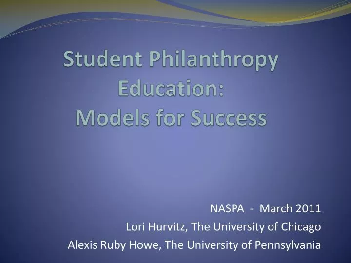 student philanthropy education models for success