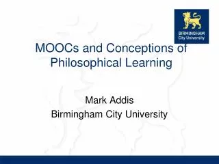 MOOCs and Conceptions of Philosophical Learning