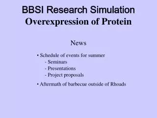 BBSI Research Simulation Overexpression of Protein News