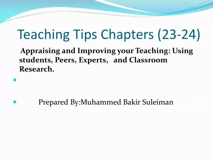 teaching tips chapters 23 24