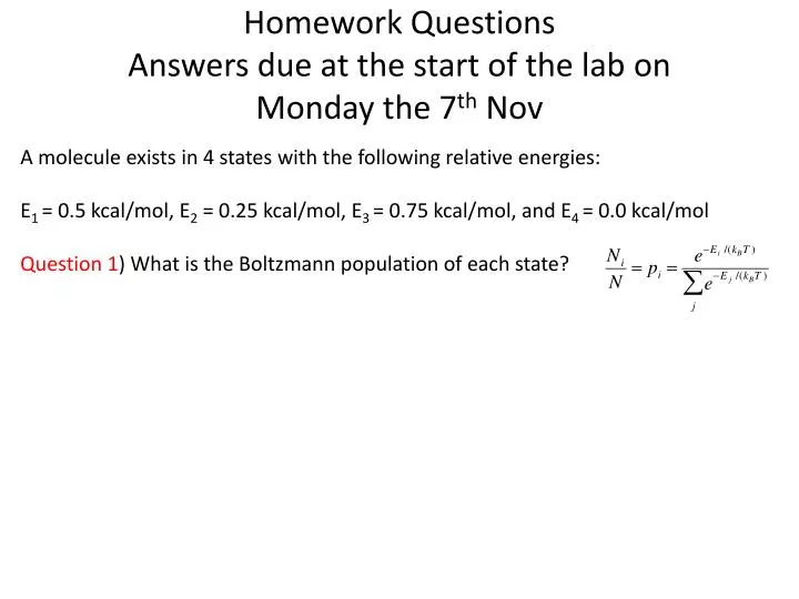 homework questions answers due at the start of the lab on monday the 7 th nov