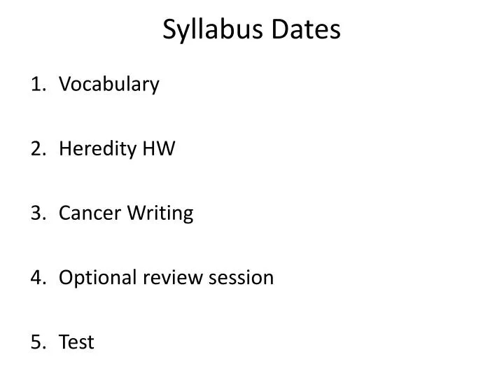 syllabus dates